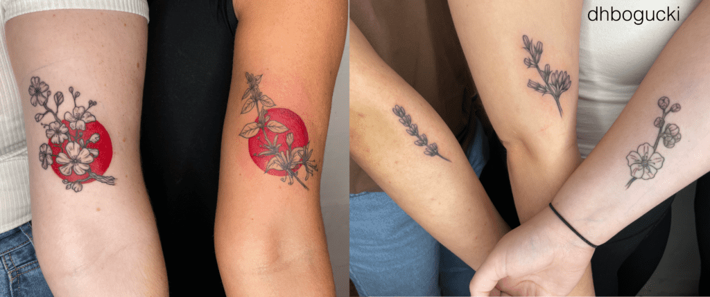 Sakura, cheery blossom, lavendar, friendship tattoos